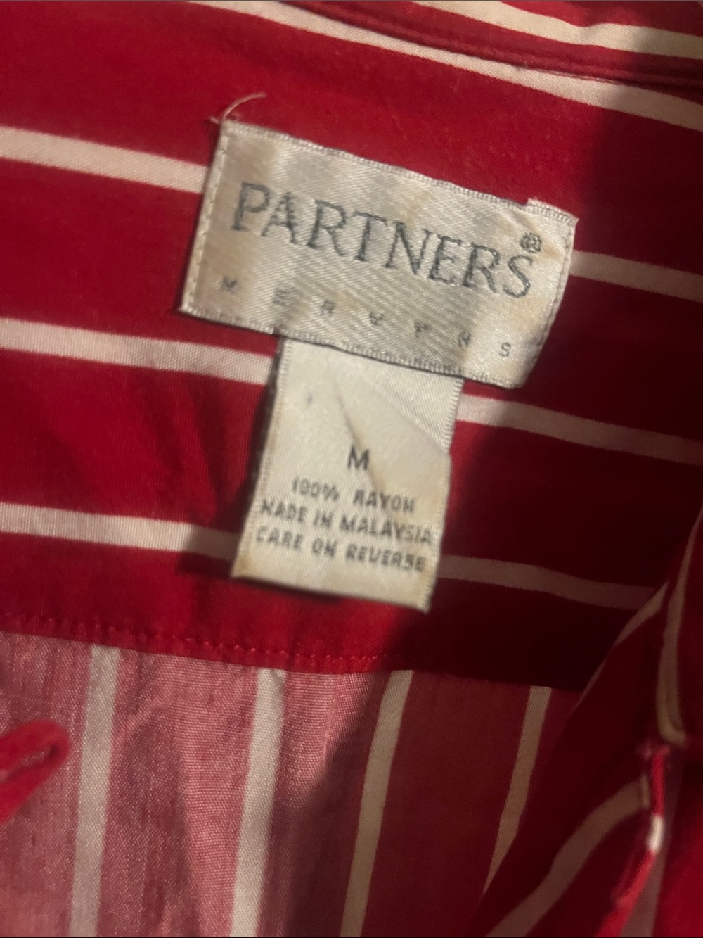 Red Striped Button-Down Shirt with Roll-Tab Sleeves - Picture 4 of 4